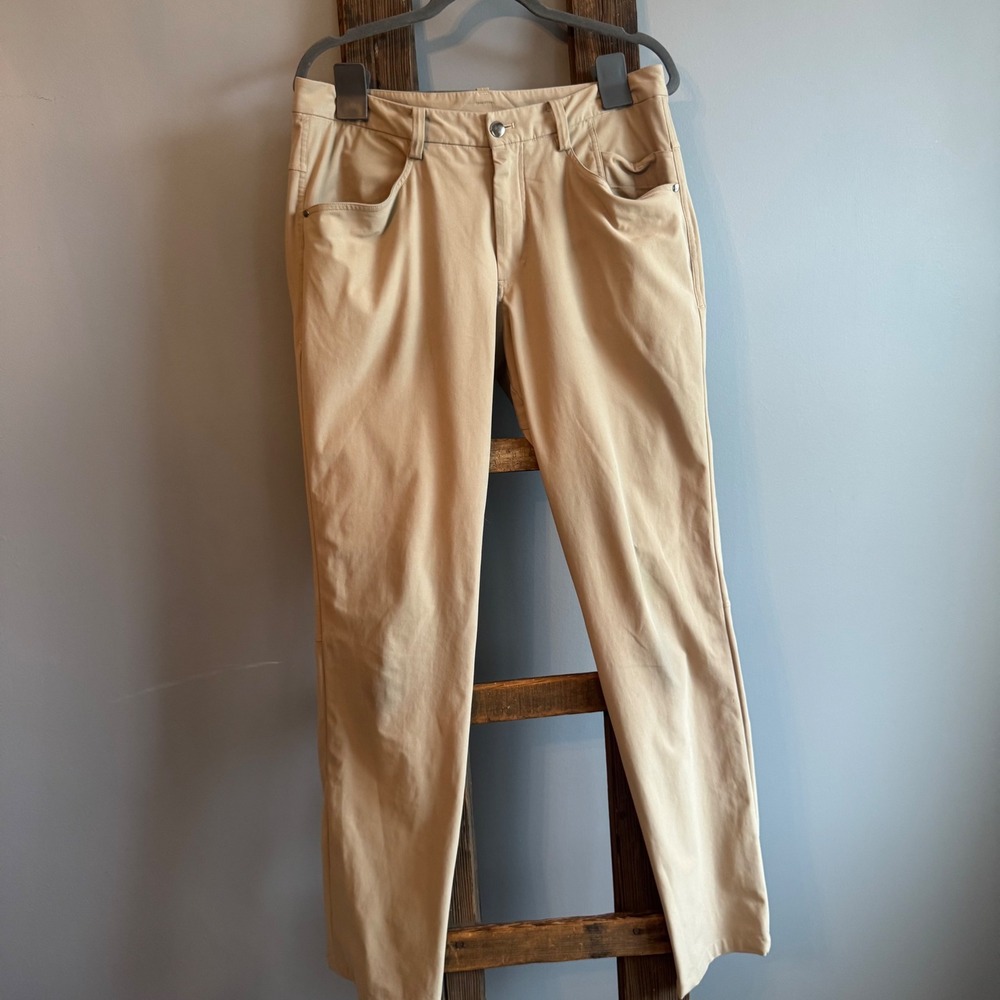 Lululemon ABC Pant Mens 34 Tan Khaki Technical Stretch Performance Chino Pockets